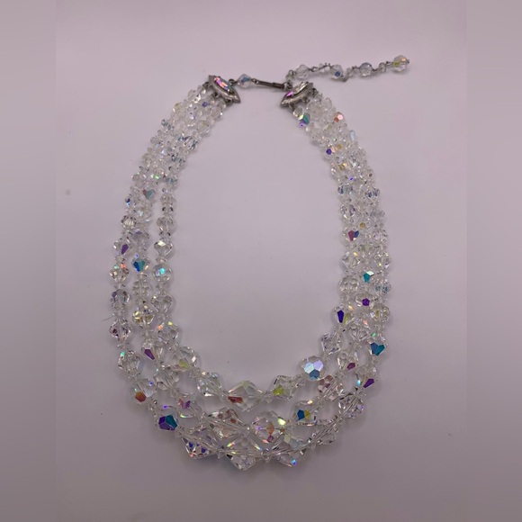 Stunning 1950s 3 strand unsigned Sherman AB crystal necklace - Picture 5 of 9